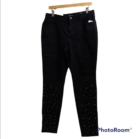 Style & Co Black Curvy Skinny Leg  Studded Jeans 8 - Picture 1 of 4